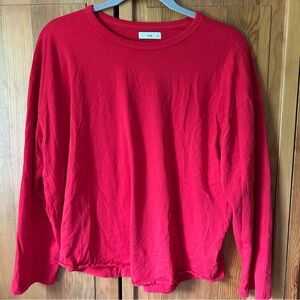 Aritzia TNA Red Basic Long Sleeve Top